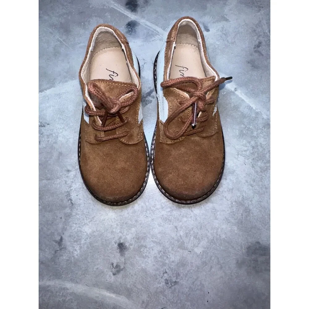 Fin & Vince Suede Retro Saddle Oxford Shoe, Cognac/ Pastel, Size 7 US‎ & Euro 23
